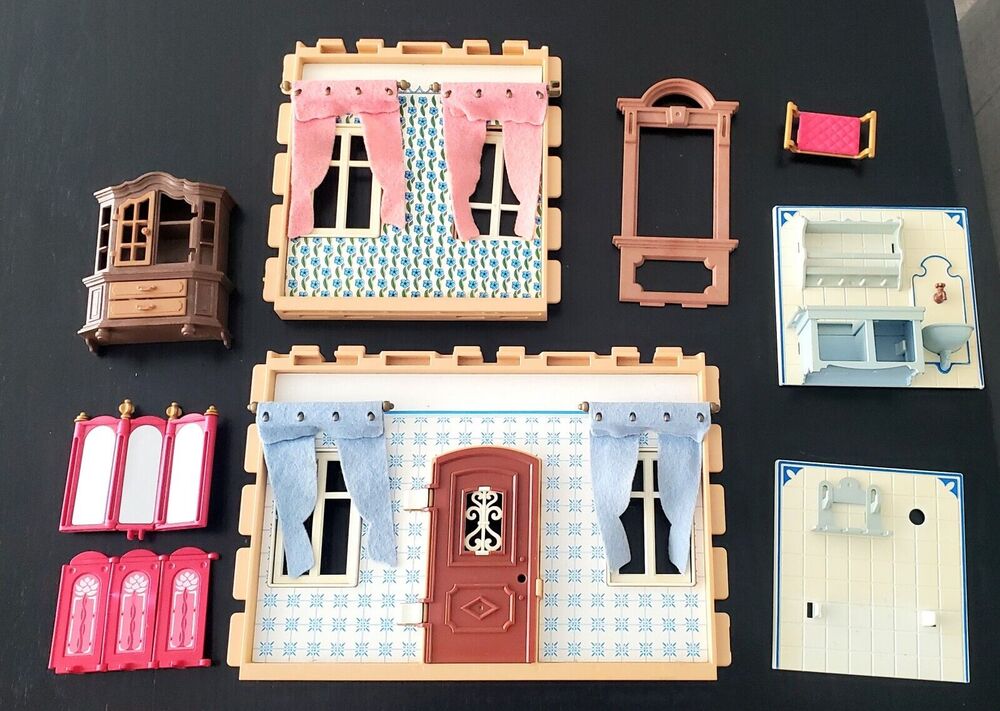 Playmobil Victorian Mansion Replacement Parts Lot Screens Parlor Walls Curtains